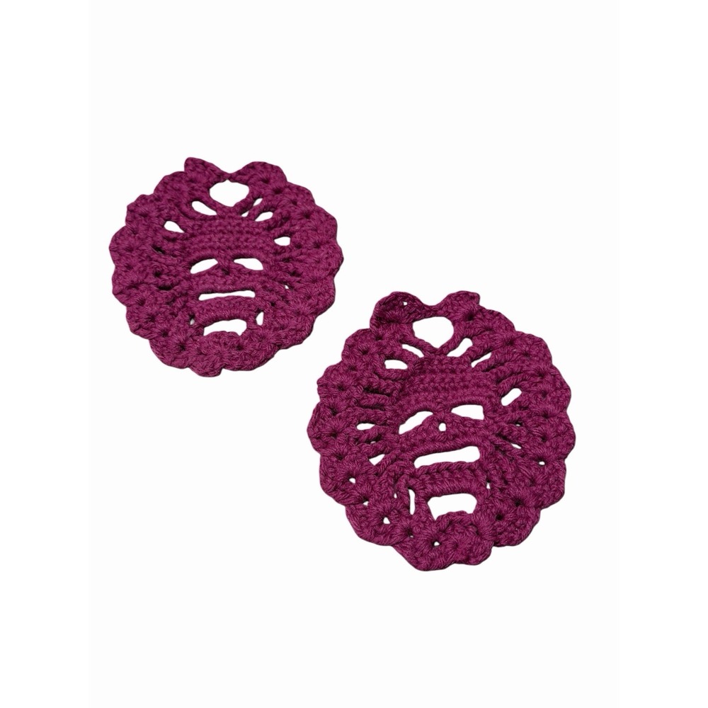 Handmade Crochet Coasters SKULLS set of 2 purple